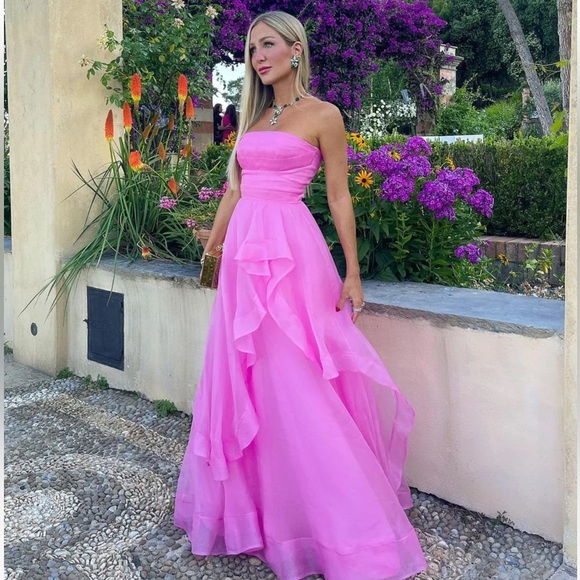 Kissprom NWT Elisa Light Pink A Line Strapless Organza Prom Dress Sz 4 - Picture 6 of 13